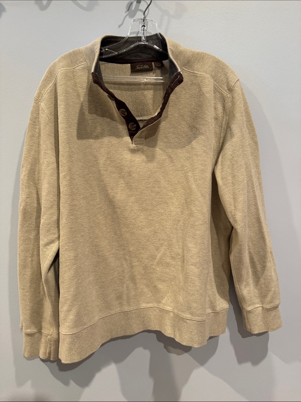 Tasso Elba beige quarter-zip and mock-neck Pullover Sweater